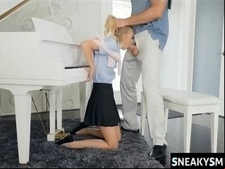 Piano instructor screws college girl during lesson